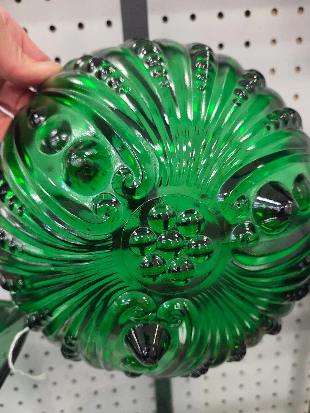 Vintage Anchor Hocking Glass Berry Serving Bowl, Burple Forest Green